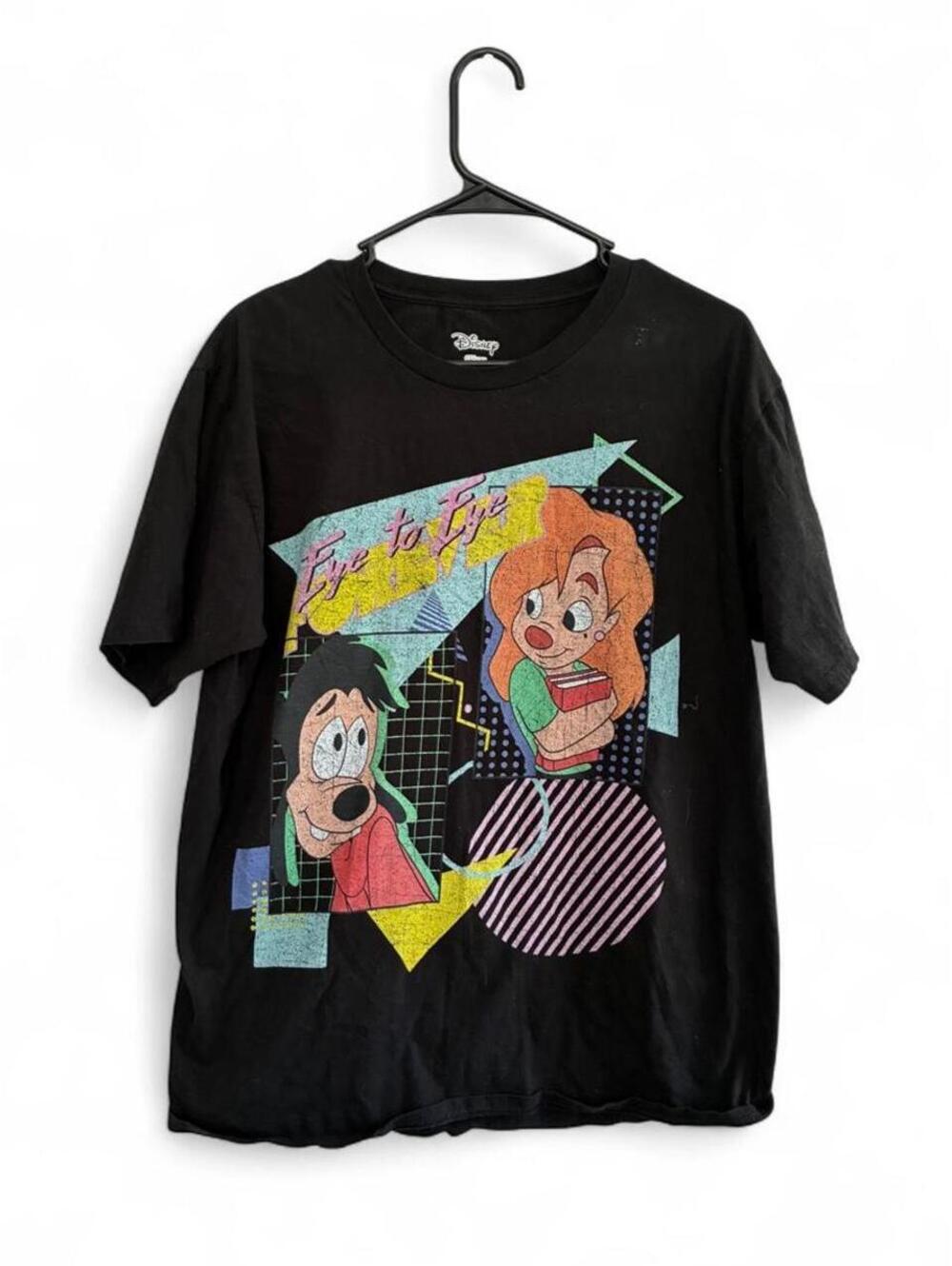 Disney Max and Roxanne Black Vintage Graphic T-Shirt, Very Good